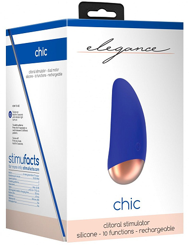 Синий вибратор для клиторальной стимуляции Shots Media BV Chic ELE008BLU