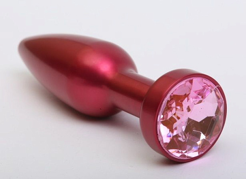 Большая красная анальная пробка с розовым стразом 4sexdreaM 47199 (11,2 см)