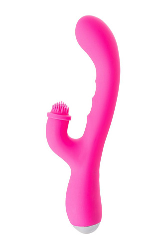 Розовый силиконовый вибратор с клиторальным стимулятором Nalone Idol CS-BO05 (22,4 см)