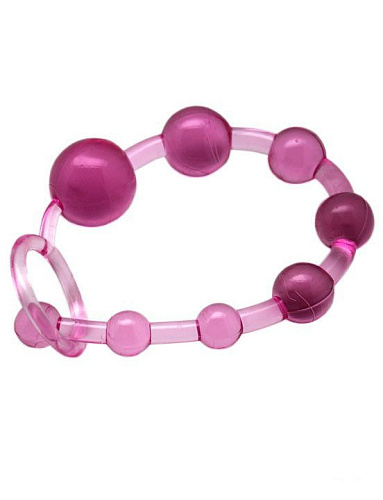 Розовая анальная цепочка с ручкой Eroticon 31022 (30 см)