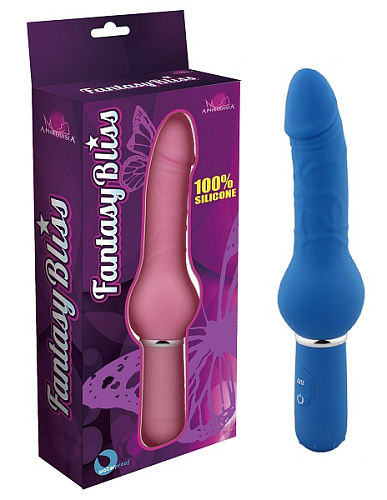 Голубой реалистичный вибратор с ограничителем Howells Curvy Dong 88003-blue (20,5 см)