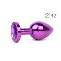 Коническая фиолетовая анальная втулка с фиолетовым кристаллом Anal Jewelry Plug VL-04 (9,3 см)