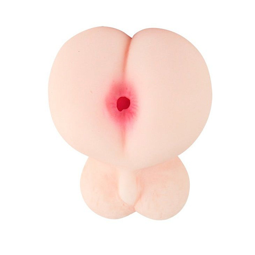 Анус-мастурбатор с мошонкой и вибрацией телесного цвета Baile BM-009151