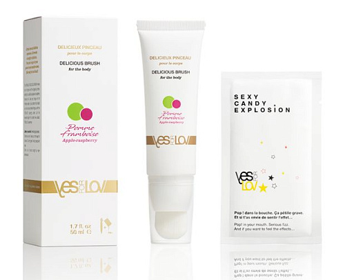 Массажное масло с кисточкой YESforLOV DELICIOUS BRUSH APPLE RASPBERRY YFL01B34 (50 мл)