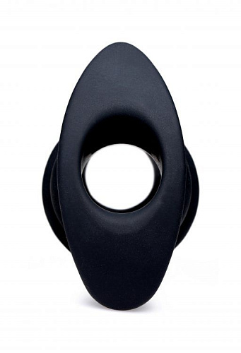 Средняя чёрная анальная пробка XR Brands Hive Ass Tunnel Silicone Ribbed Hollow Anal Plug Medium AF982-Medium (8,13 см)