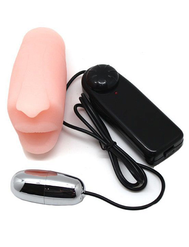 Мастурбатор-ротик с вибрацией из ультраскин телесного цвета Eroticon 30201