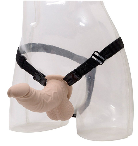 Женский страпон телесного цвета на тонких эластичных ремнях Seven Creations N004B1F183Y4 (18 см)