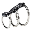 Хомут на пенис из трех серебристых колец и чёрным ремешком BlueLine 3 RING GATES OF HELL BLM1717