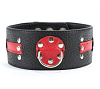 Чёрно-красный ошейник с клёпками БДСМ арсенал 55004