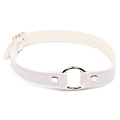 Белый ошейник с кольцом на регулируемом ремешке Пикантные штучки DP538