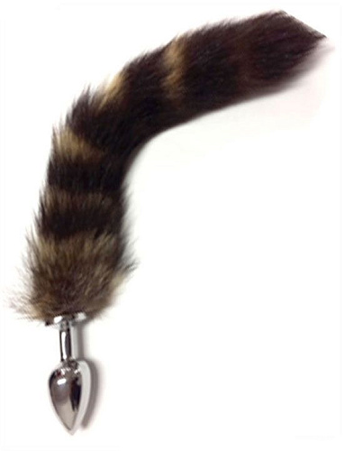 Серебристая гладкая анальная пробка с пушистым хвостом Eroticon P3249M