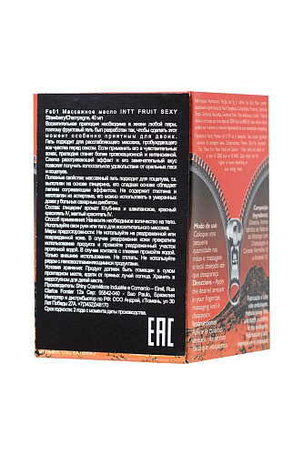 Массажное масло с ароматом клубники и шампанского INTT FRUIT SEXY Strawberry Champagne FS01 (40 мл)