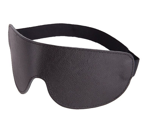 Чёрная широкая кожаная маска на глаза Sitabella 3081-1