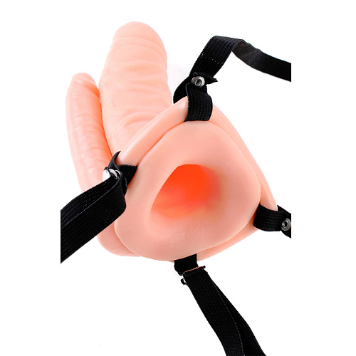 Двойной страпон с вибрацией Pipedream Double Penetrator Vibrating Hollow Strap-On PD3385-21