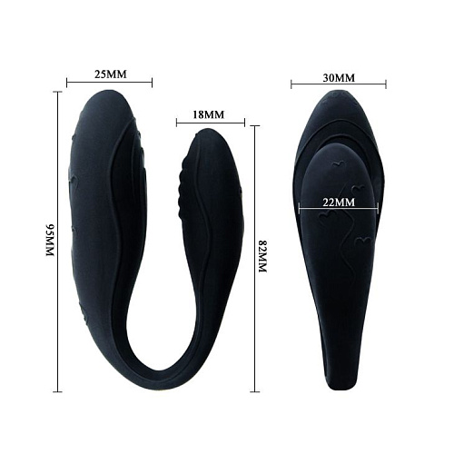 Чёрный вибромассажёр для пар с ДУ Baile Indulgence Plus BI-014145-1