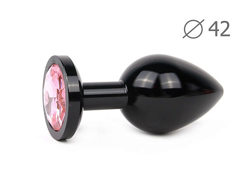 Коническая чёрная анальная втулка с розовым кристаллом Anal Jewelry Plug BKL-02 (9,3 см)
