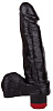 Чёрный вибромассажёр с мошонкой LOVETOY (А-Полимер) 411500 (19 см)