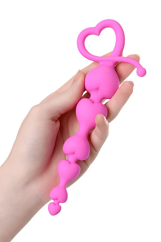 Розовая силиконовая анальная цепочка ToyFa Sweety 356001 (18,5 см)