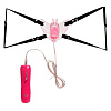 Розовая вибробабочка с фаллосом на регулируемых ремешках Baile BI-036012-0101