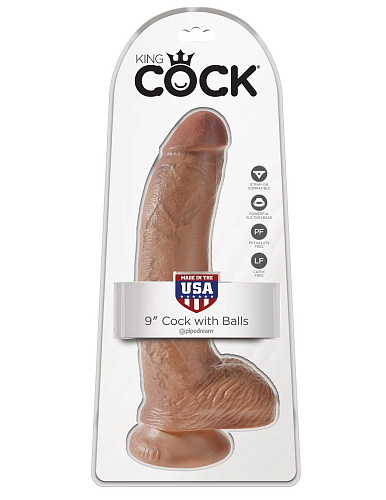 Кофейный фаллоимитатор-мулат Pipedream 9 Cock with Balls PD5508-22 (22,9 см)
