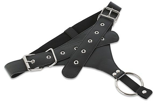 Чёрные трусики для страпона с фиксацией в виде кольца Пикантные штучки DP334 (размер S-M-L)