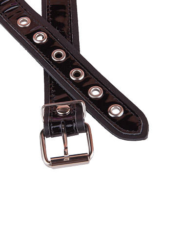 Розовый кляп-шар на чёрных кожаных ремешках Sitabella 3391-1