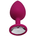 Малиновая анальная пробка с прозрачным кристаллом Eroticon P3411-06 (8,4 см)