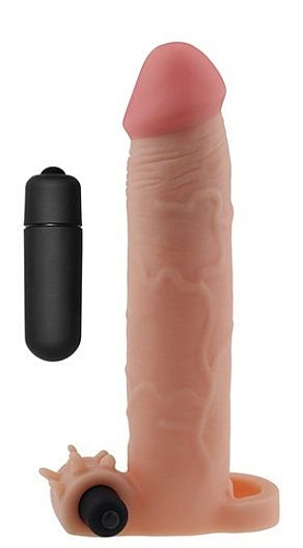 Телесная удлиняющая вибронасадка на пенис Lovetoy LV1065F (20 см)