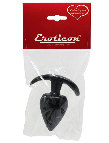 Чёрная коническая анальная пробка с ограничителем Eroticon 31046 (8,5 см)