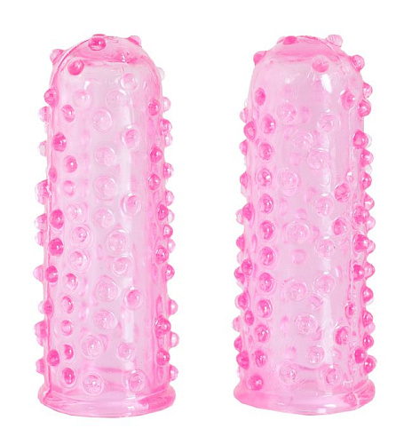 Розовые пупырчатые насадки на пальцы ToyFa 888007