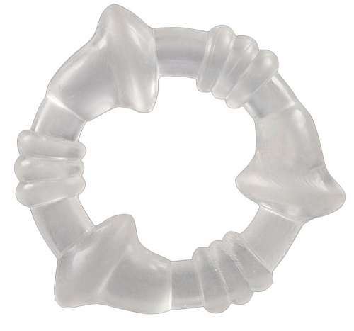 Прозрачное эрекционное кольцо с рёбрышками и наплывами Orion 0505951