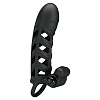 Чёрная насадка на пенис с вибропулей Baile Penis Sleeve II BI-026237 (18,8 см)