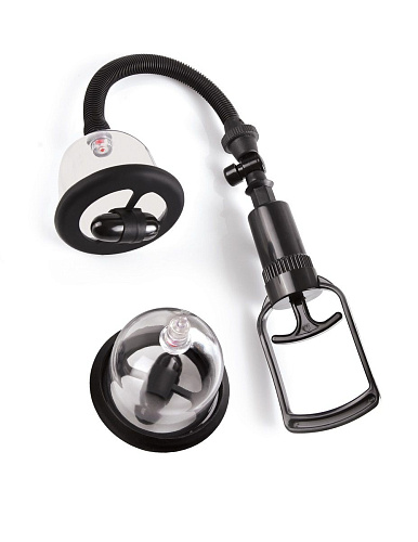Прозрачная вакуумная помпа и 2 чаши для сосков с вибрацией Pipedream Deluxe Vibrating Nipple Pleasure Cups PD3238-23