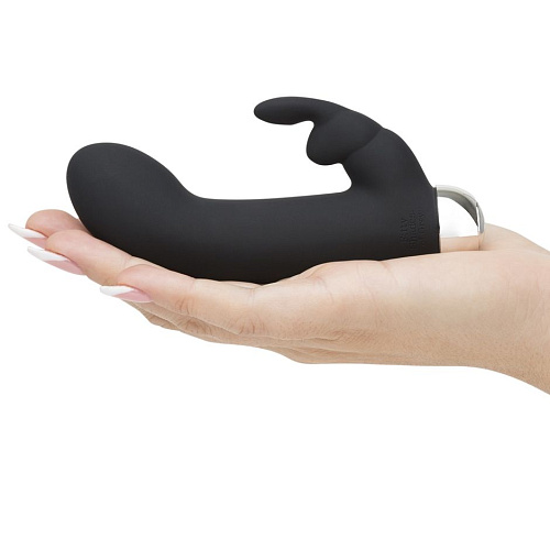 Чёрный вибратор с клиторальным отростком Fifty Shades of Grey Greedy Girl Mini Rabbit Vibrator FS-74951 (14 см)