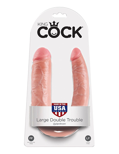 Двусторонний фаллоимитатор телесного цвета Pipedream U-Shaped Large Double Trouble PD5515-21 (44,4 см)