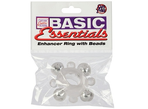 Прозрачное кольцо с бусинами California Exotic Novelties BASIC ENHANCER SE-1725-00-2