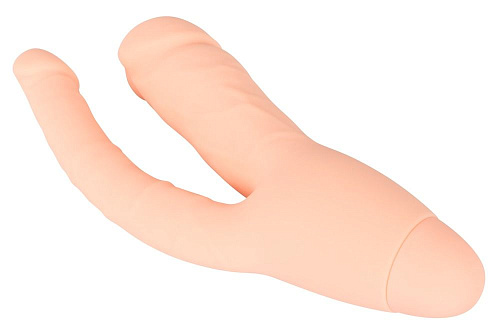 Анально-вагинальный вибромассажёр телеснего цвета Orion Double Pleasure Vibe 0592986 (21 см)