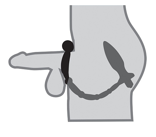 Чёрное эрекционное кольцо с вибрацией и анальным вибратором Pipedream Ass-Kicker with Cockring PD4609-23