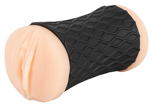Двусторонний мастурбатор вагина и анус чёрно-телесного цвета Orion Nature Skin 05319360000