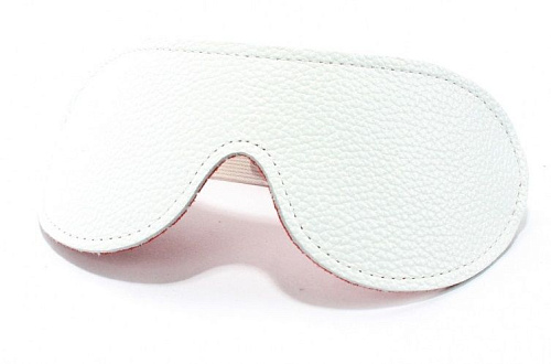 Белая кожаная маска на глаза на резинке БДСМ арсенал 58009