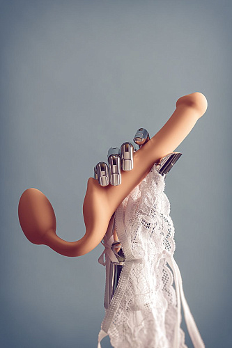 Телесный безремневой страпон Strap-on-me Silicone Bendable Strap-On S 6012895