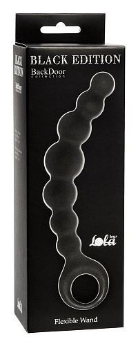 Чёрная упругая анальная цепочка Lola toys Flexible Wand 4202-01Lola (18 см)