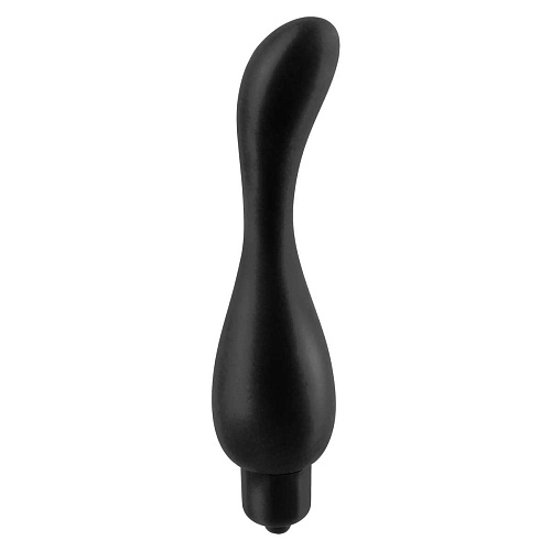 Анальный чёрный вибростимулятор с загнутой головкой Pipedream Vibrating Smoothy PD4678-23 (13,4 см)