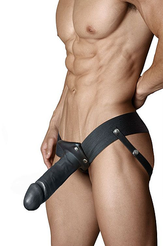 Чёрный мужской страпон Blush Novelties DR. SKIN 7INCH HOLLOW STRAP ON BL-72885 (17 см)