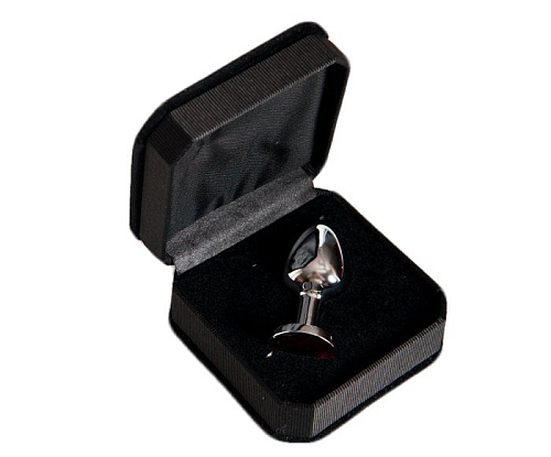 Малая серебристая анальная втулка с красным кристаллом ToyFa 712002 (6 см)