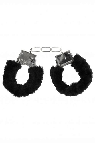 Пушистые чёрные наручники Shots Media BV OUCH! Black OU002BLK
