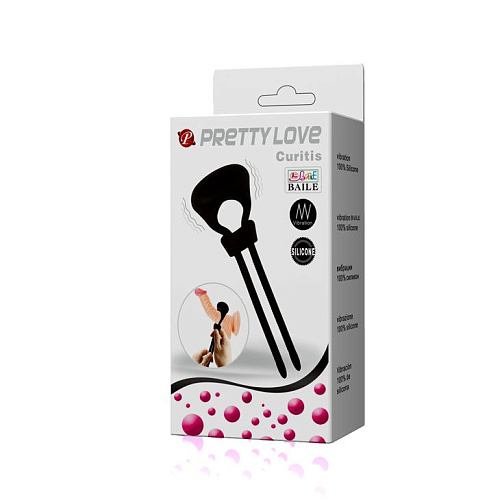 Чёрное лассо на пенис с вибрацией Baile BI-210138-0801