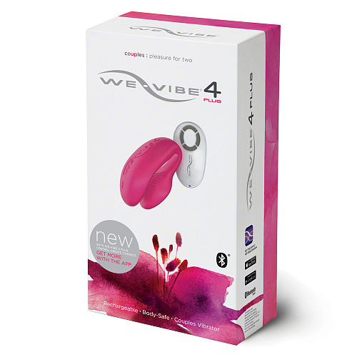 Розовый вибромассажёр для двоих на радиоуправлении We-vibe 4 Plus WV 4-PINK PLUS