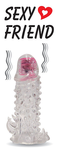 Закрытая прозрачная вибронасадка на пенис Bior toys Sexy Friend SF-70103 (13,5 см)