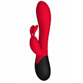 Красный вибратор с клиторальным стимулятором и нагревом Le Frivole Gemini 05489 (20,8 см)